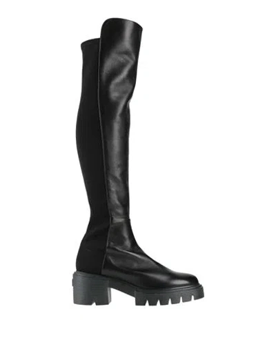 Stuart Weitzman Woman Boot Black Size 10 Leather, Textile Fibers In Multi