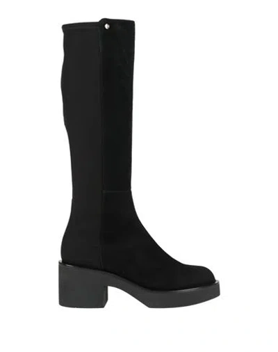 STUART WEITZMAN STUART WEITZMAN WOMAN BOOT BLACK SIZE 3.5 LEATHER, TEXTILE FIBERS