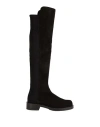 Stuart Weitzman Suede And Fabric Knee-high Block Heel Boots