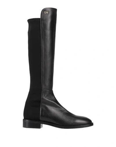 STUART WEITZMAN STUART WEITZMAN WOMAN BOOT BLACK SIZE 7 LEATHER, ELASTIC FIBRES