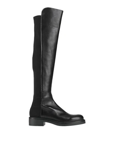 STUART WEITZMAN STUART WEITZMAN WOMAN BOOT BLACK SIZE 7 LEATHER, TEXTILE FIBERS
