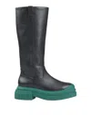 Stuart Weitzman Charli Leather Boots With Green Sole In Black