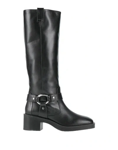 Stuart Weitzman Woman Boot Black Size 8 Leather In Animal Print