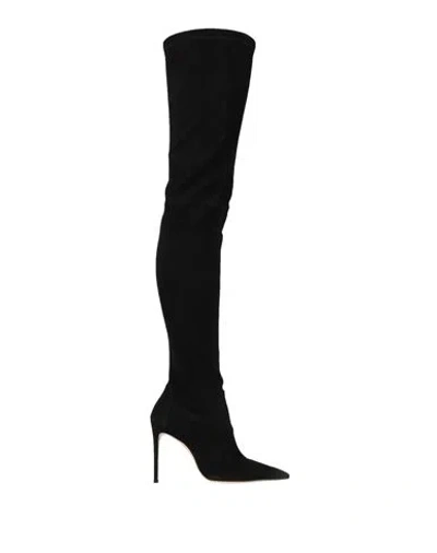 Stuart Weitzman Woman Boot Black Size 9 Leather In Animal Print