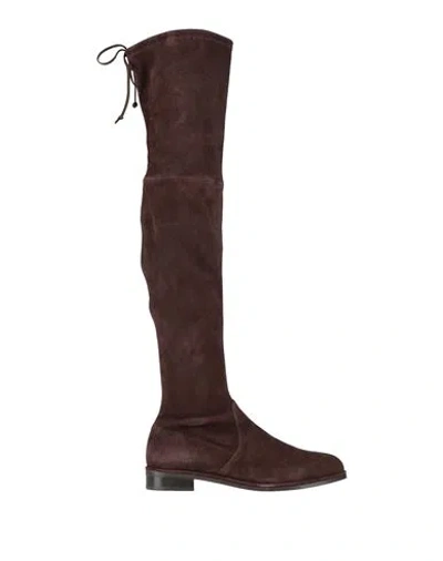Stuart Weitzman Woman Boot Dark Brown Size 6 Leather In Burgundy
