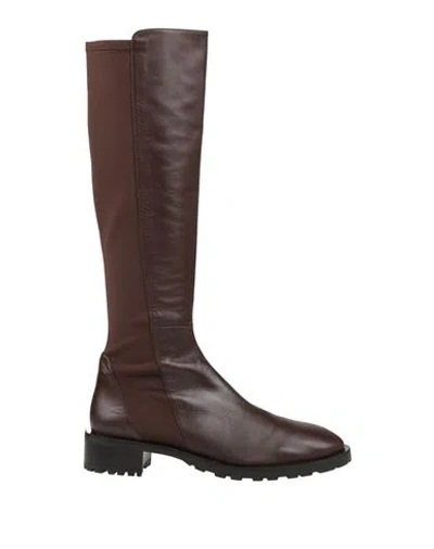 Stuart Weitzman Woman Boot Dark Brown Size 7 Leather, Textile Fibers
