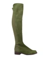 Stuart Weitzman Woman Boot Military Green Size 7 Soft Leather, Textile Fibers In Green