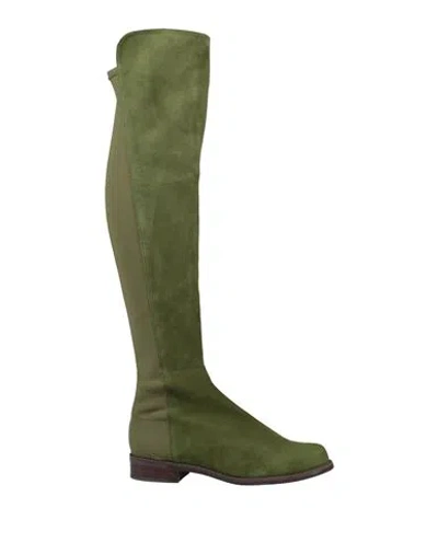 Stuart Weitzman Woman Boot Military Green Size 7 Soft Leather, Textile Fibers