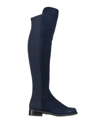 Stuart Weitzman Woman Boot Navy Size 4.5 Leather, Textile Fibers In Blue