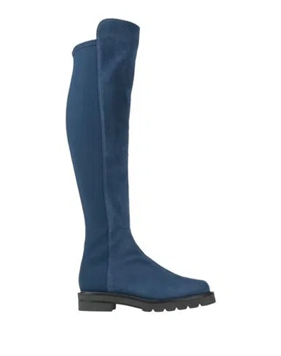 Stuart Weitzman Woman Boot Slate Blue Size 5.5 Leather, Textile Fibers