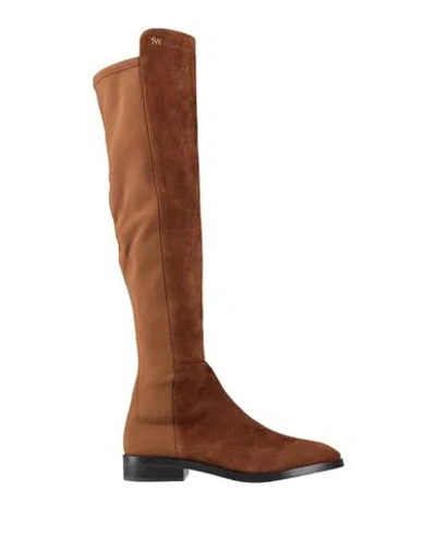 Stuart Weitzman Woman Boot Tan Size 11.5 Leather, Textile Fibers In Brown