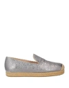 Stuart Weitzman Woman Espadrilles Silver Size 6.5 Leather In Silver