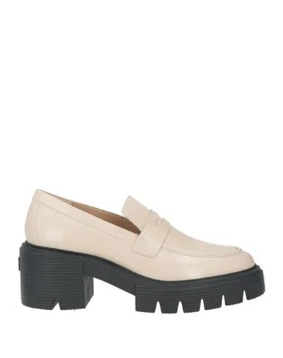 Stuart Weitzman Woman Loafers Beige Size 8 Leather In Neutral