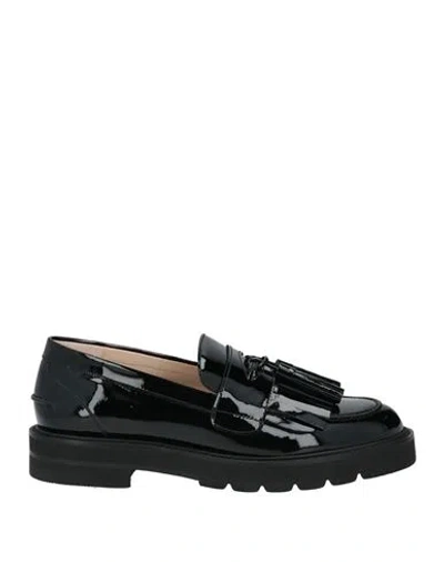 Stuart Weitzman Woman Loafers Black Size 8 Leather In Blue