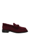 Stuart Weitzman Woman Loafers Burgundy Size 6.5 Shearling In Red
