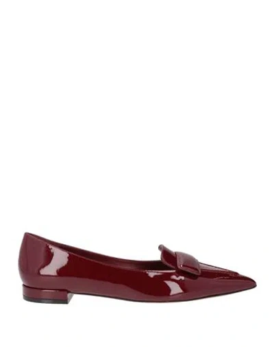 Stuart Weitzman Woman Loafers Burgundy Size 8.5 Leather In Red