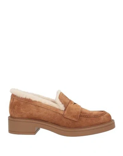 Stuart Weitzman Woman Loafers Camel Size 8.5 Leather In Beige
