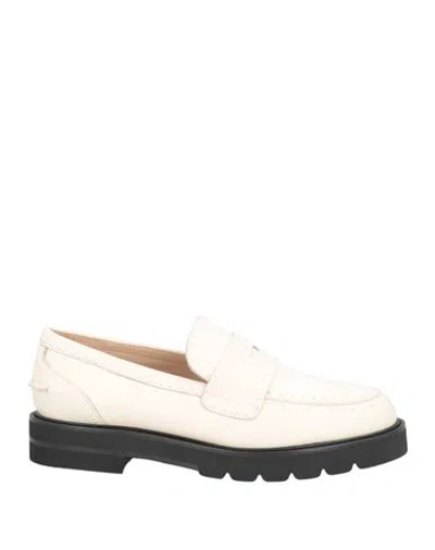 Stuart Weitzman Woman Loafers Cream Size 7 Calfskin In White