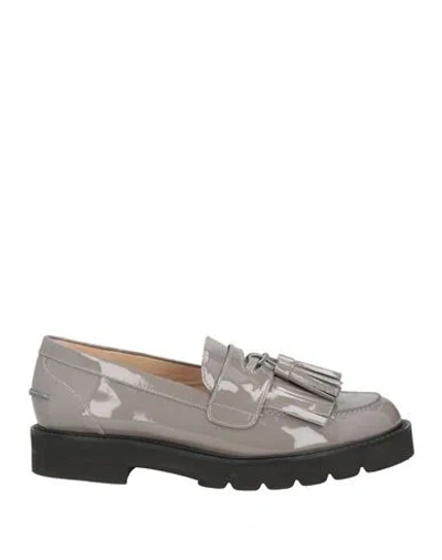 Stuart Weitzman Woman Loafers Light Grey Size 10.5 Soft Leather In Gray