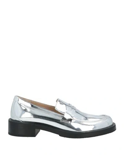 Stuart Weitzman Woman Loafers Silver Size 8 Leather