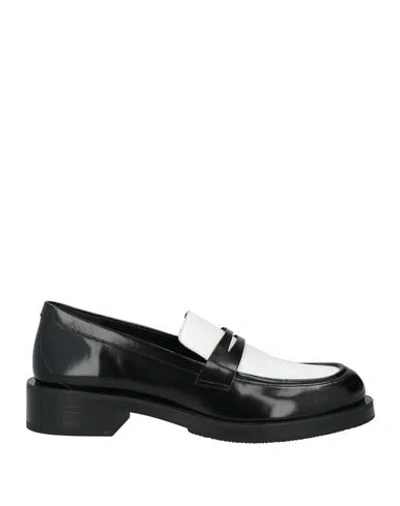 Stuart Weitzman Woman Loafers White Size 9.5 Leather In Black