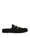 Stuart Weitzman Piper Embellished Shearling-lined Suede Slippers In Black