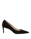 Stuart Weitzman Pointed Toe Leather Stiletto Heel Pumps In Black
