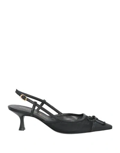 Stuart Weitzman Woman Pumps Black Size 5.5 Leather, Textile Fibers
