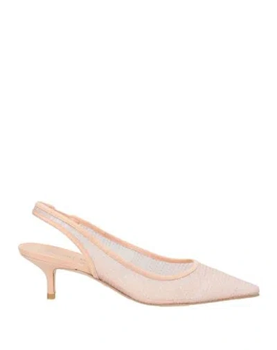 Stuart Weitzman Woman Pumps Blush Size 7.5 Leather, Textile Fibers In Pink