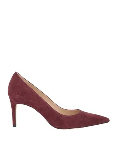 Stuart Weitzman Woman Pumps Burgundy Size 7.5 Leather In Red