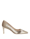 Stuart Weitzman Woman Pumps Gold Size 7.5 Textile Fibers