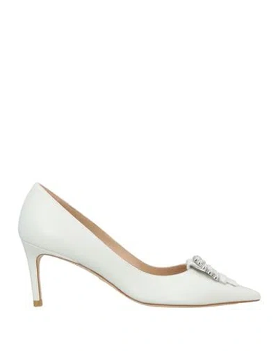 Stuart Weitzman Woman Pumps Ivory Size 5.5 Calfskin In White