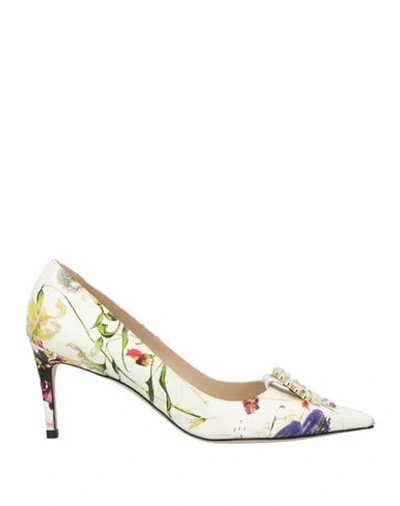 Stuart Weitzman Woman Pumps Ivory Size 7.5 Calfskin In Multi