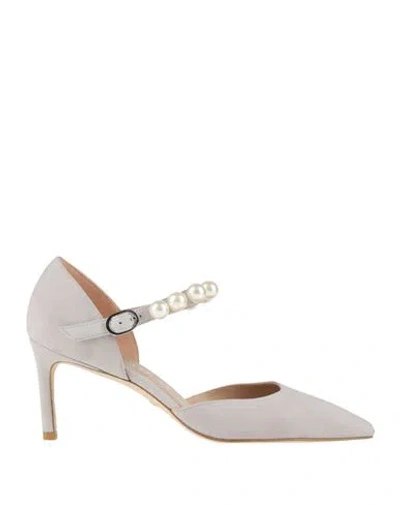Stuart Weitzman Woman Pumps Light Grey Size 6 Leather In Gray