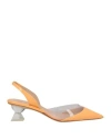 Stuart Weitzman Woman Pumps Mandarin Size 4.5 Leather, Pvc - Polyvinyl Chloride In Mandarin