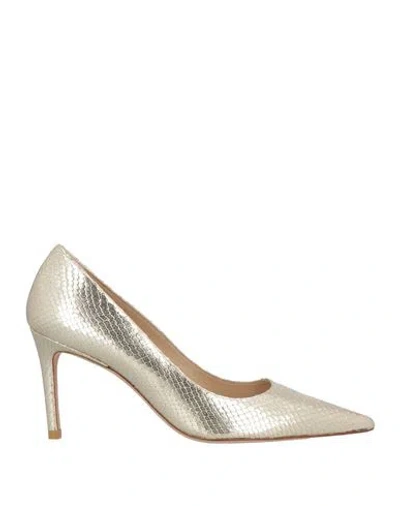 Stuart Weitzman Woman Pumps Platinum Size 5.5 Soft Leather In Metallic