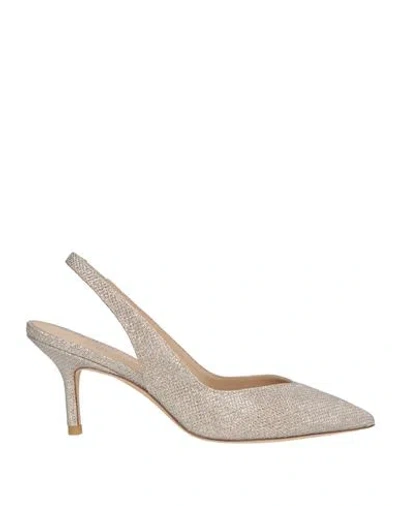 Stuart Weitzman Woman Pumps Platinum Size 5.5 Textile Fibers In Multi