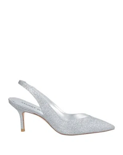 STUART WEITZMAN STUART WEITZMAN WOMAN PUMPS SILVER SIZE 6.5 TEXTILE FIBERS