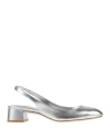 Stuart Weitzman Maeve Metallic Slingback Ballerina Pumps In Silver