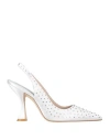 Stuart Weitzman Glam Xcurve Crystal Slingback Pumps In White