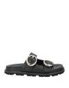 Stuart Weitzman Benni Leather Dual-strap Sport Slide Sandals In Black