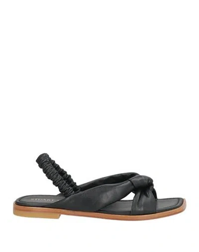 Stuart Weitzman Woman Sandals Black Size 7.5 Leather