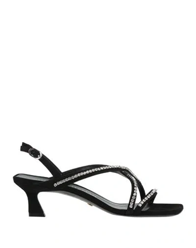 Stuart Weitzman Woman Sandals Black Size 7.5 Leather