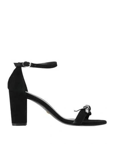 Stuart Weitzman Woman Sandals Black Size 8 Leather