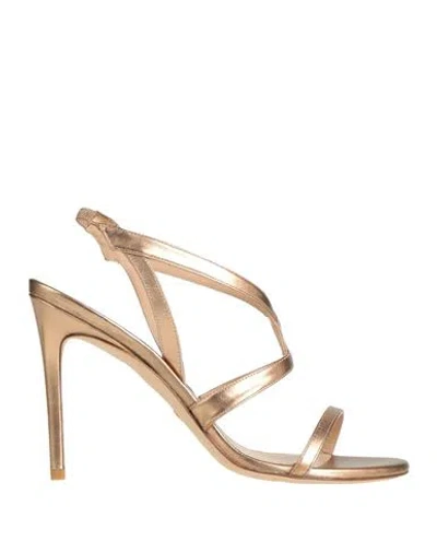 Stuart Weitzman Woman Sandals Bronze Size 9.5 Leather In Yellow
