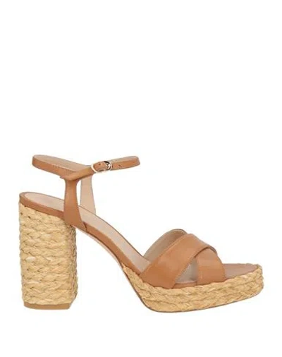 Stuart Weitzman Woman Sandals Camel Size 10.5 Leather In Multi