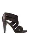 Stuart Weitzman Woman Sandals Dark Brown Size 7 Leather, Textile Fibers In Brown