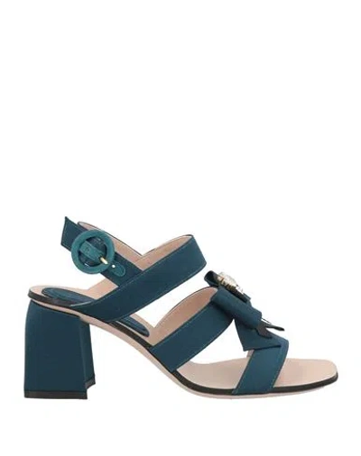 Stuart Weitzman Woman Sandals Deep Teal Size 10.5 Textile Fibers In Green