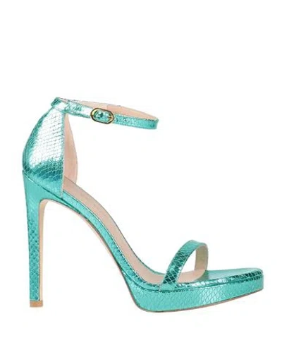 Stuart Weitzman Woman Sandals Emerald Green Size 9.5 Soft Leather