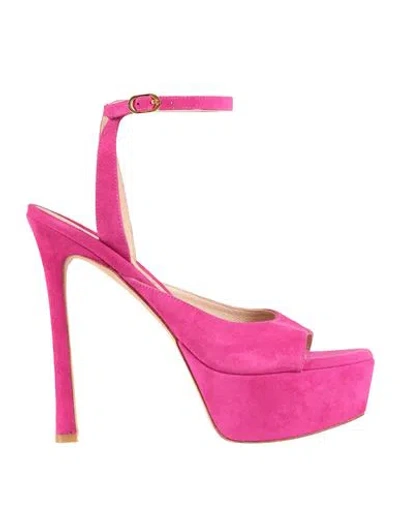 Stuart Weitzman Woman Sandals Fuchsia Size 10.5 Leather In Pink
